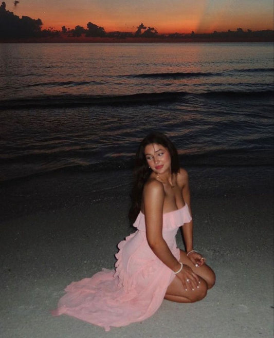 Pink Strapless Evening Dresses Long Prom Party Gown S6907