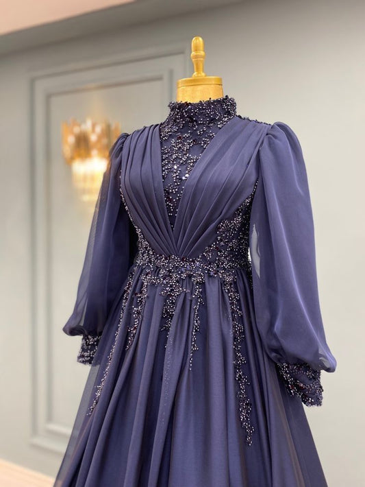 A Line Vintage Purple Long Evening Dress, Formal Evening Gowns S6896
