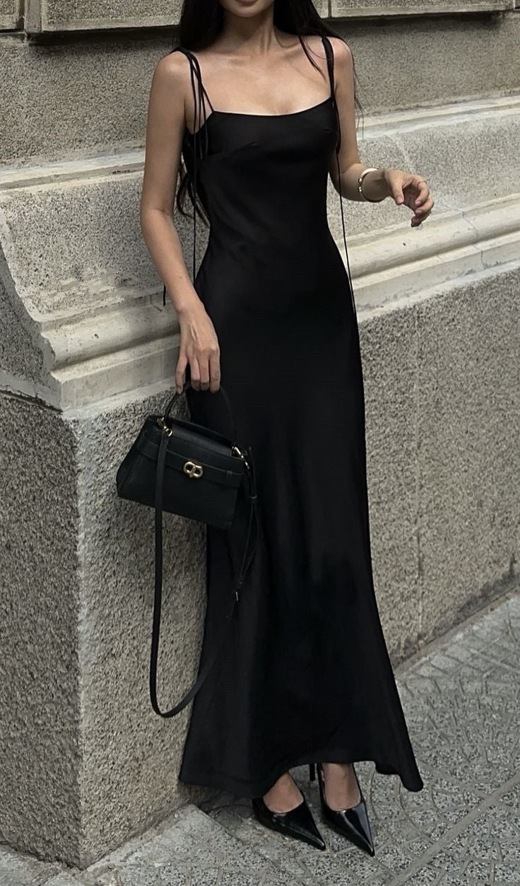 Black simple long prom dress, evening dress for women S6840