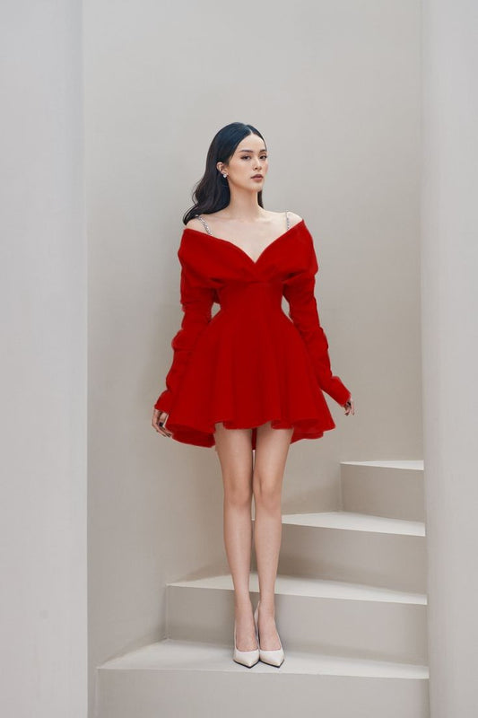 Red Short Party Dress, Birthday Outfits S6845