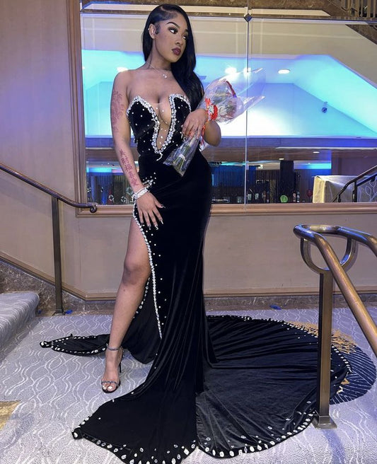 Black Prom Dresses Long Mermaid Formal Party Gowns Evening Dress S2441
