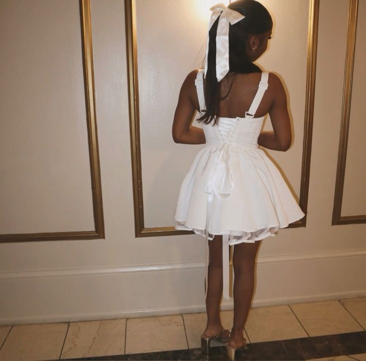 White Short Party Dress, Birthday Outfits S6829
