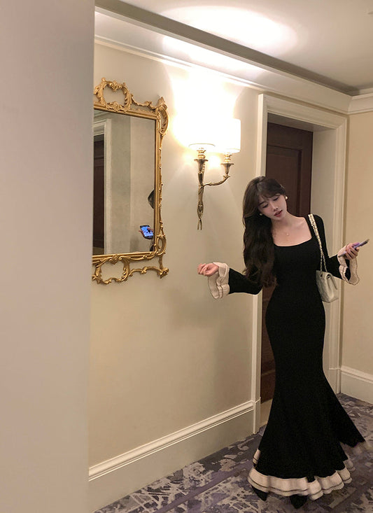 long sleeve mermaid long evening dress for women S6835