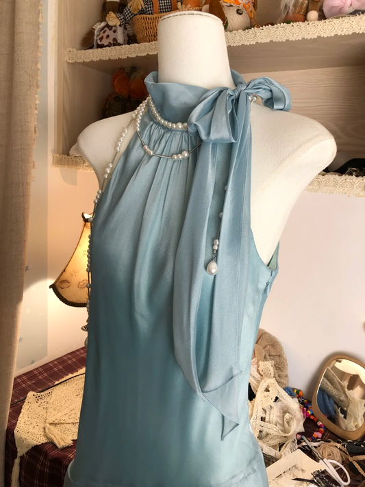 Blue Vintage Short Party Dress, Birthday Outfits, Homecoming Dress S6893