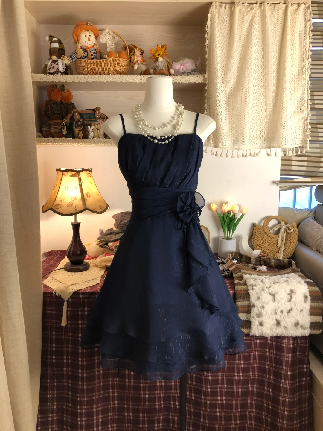 Navy Blue Vintage Short Party Dress, Birthday Outfits Homecoming Dress S6887