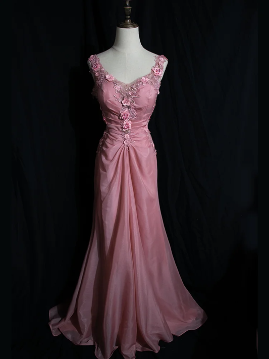 Long Evening Dress Pink Party Dress, Formal Evening Gowns S6880