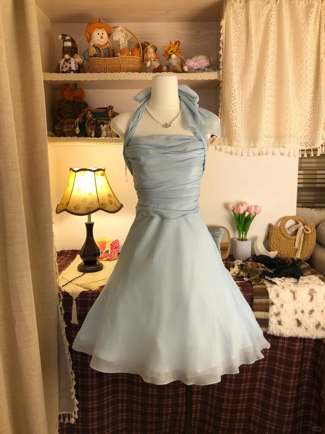 Blue Vintage Short Party Dress, Birthday Outfits S6885