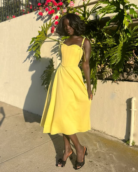 Yellow Midi Length Prom Dresses Evening Dress S6808