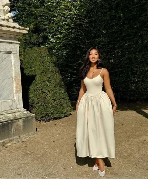 Elegant A-Line Ivory Spaghetti Straps Evening Dress Birthday Party Dress S6817