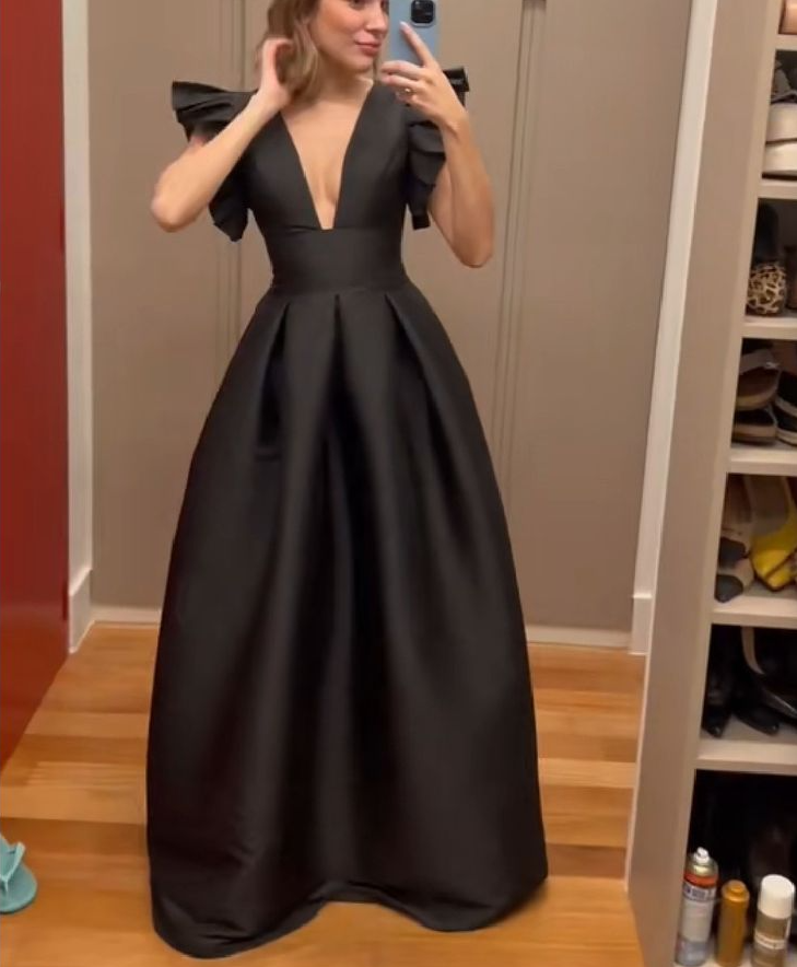 Black V Neck Sexy Long Prom Dress,Evening Dress S6677