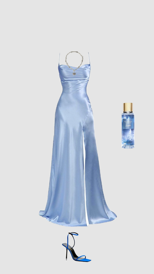 Simple Blue Elegant Long Prom Dress Evening Dress S6645