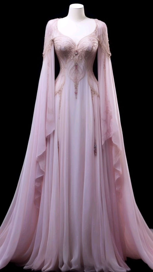 Pink Evening Dresses Long Princess Dress Girl Prom Gown S6496