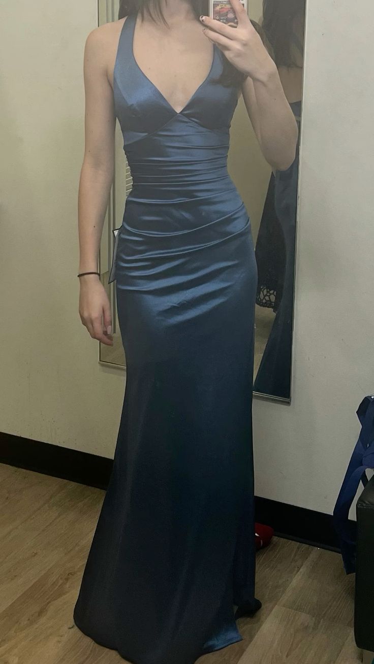 Vintage Mermaid Birthday Party Dresses Navy Blue Long Prom Dresses S6522