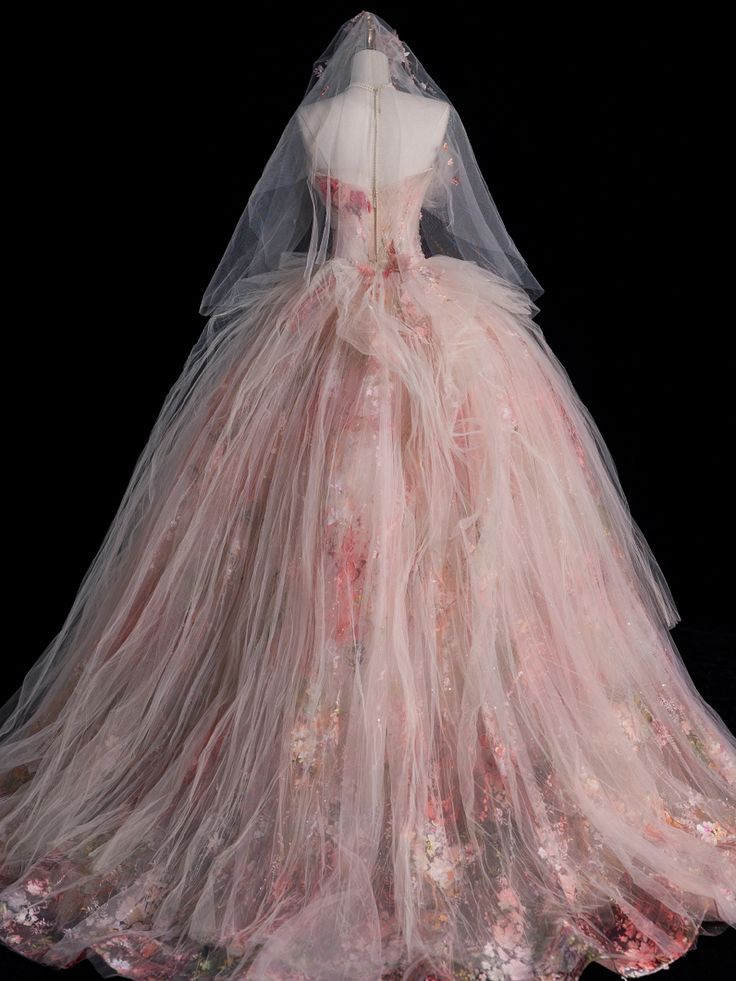 Pink Appliques Prom Dresses Ball Gown Long Formal Dresses S6384