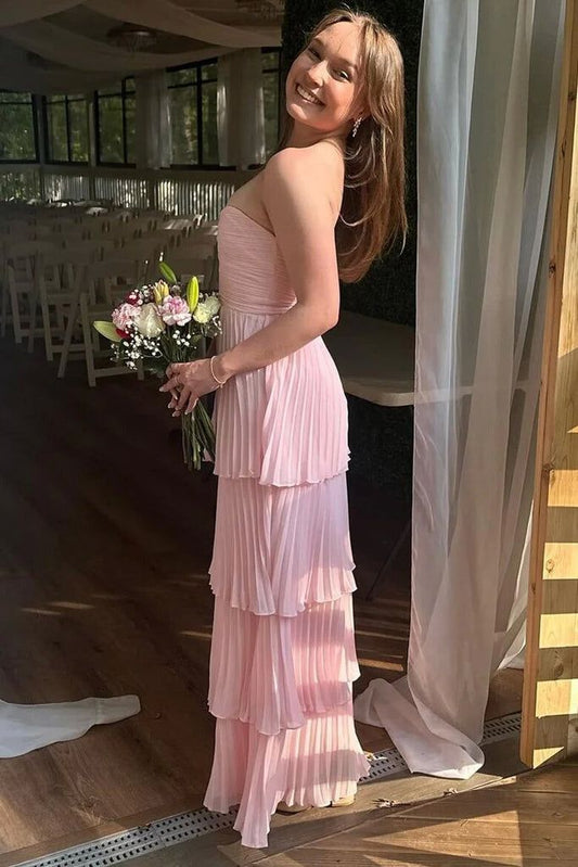 Elegant Strapless Sweetheart Layer A-Line Evening Gown Maxi Long Formal Dresses Prom Dresses S6465