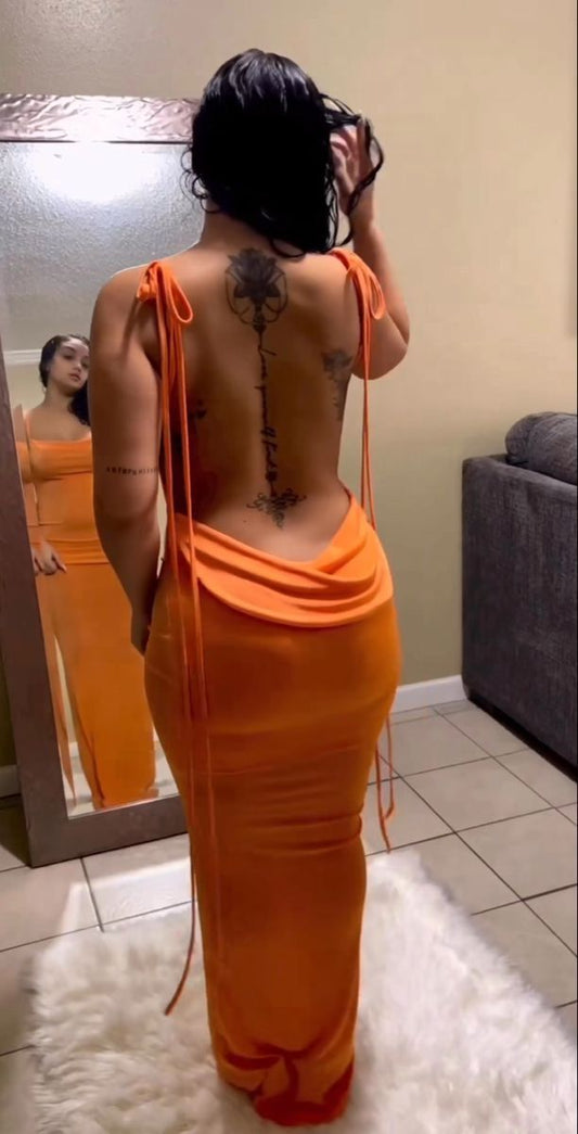 Orange Sheath Party Prom Dresses Long Evening Dress S6237