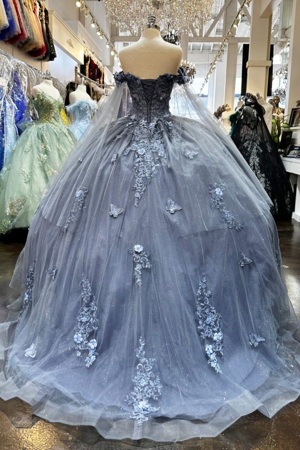 Long Sleeves 3D Flowers Quinceanera Dresses Appliqued evening dress S5989