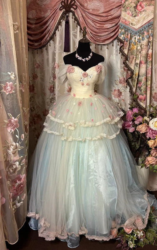 A Line Long Off Shoulder Princess Dress Prom Ball Gown S6541