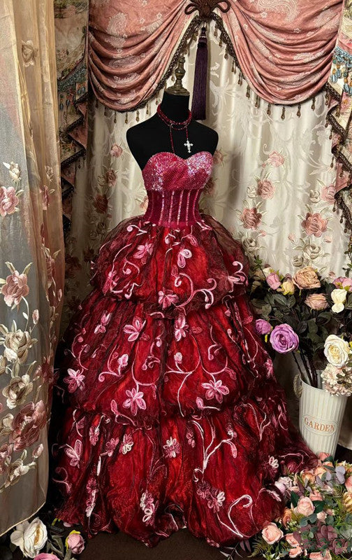 Long Sweetheart Strapless Long Princess Dress Girl Prom Ball Gown S6533