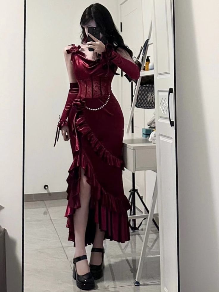 Elegant Formal Bodycon Birthday Party Dress Sexy Burgundy Dress S6398
