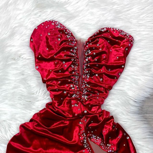 Red Beaded Short Party Gown Homecoming Dress S6513