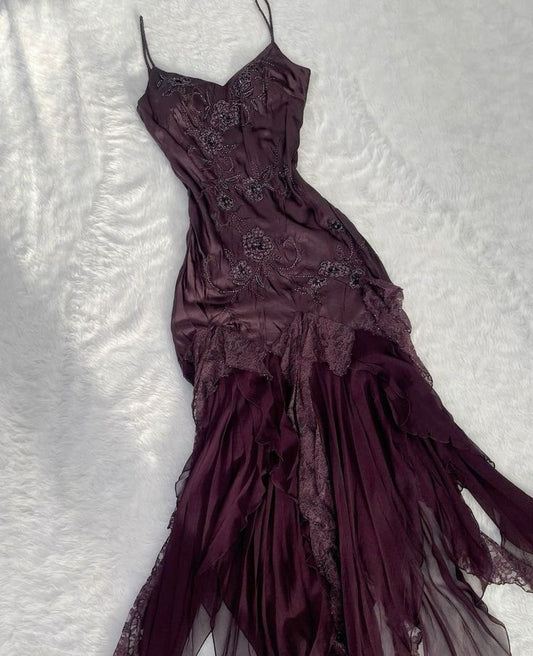 Vintage Spaghetti Straps Long Prom Dress Evening Party Dress S5891