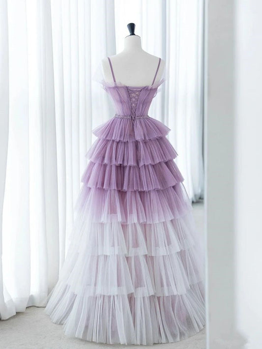 Lavender Tulle Long Prom Dress, Lovely A-Line Evening Dress S6670