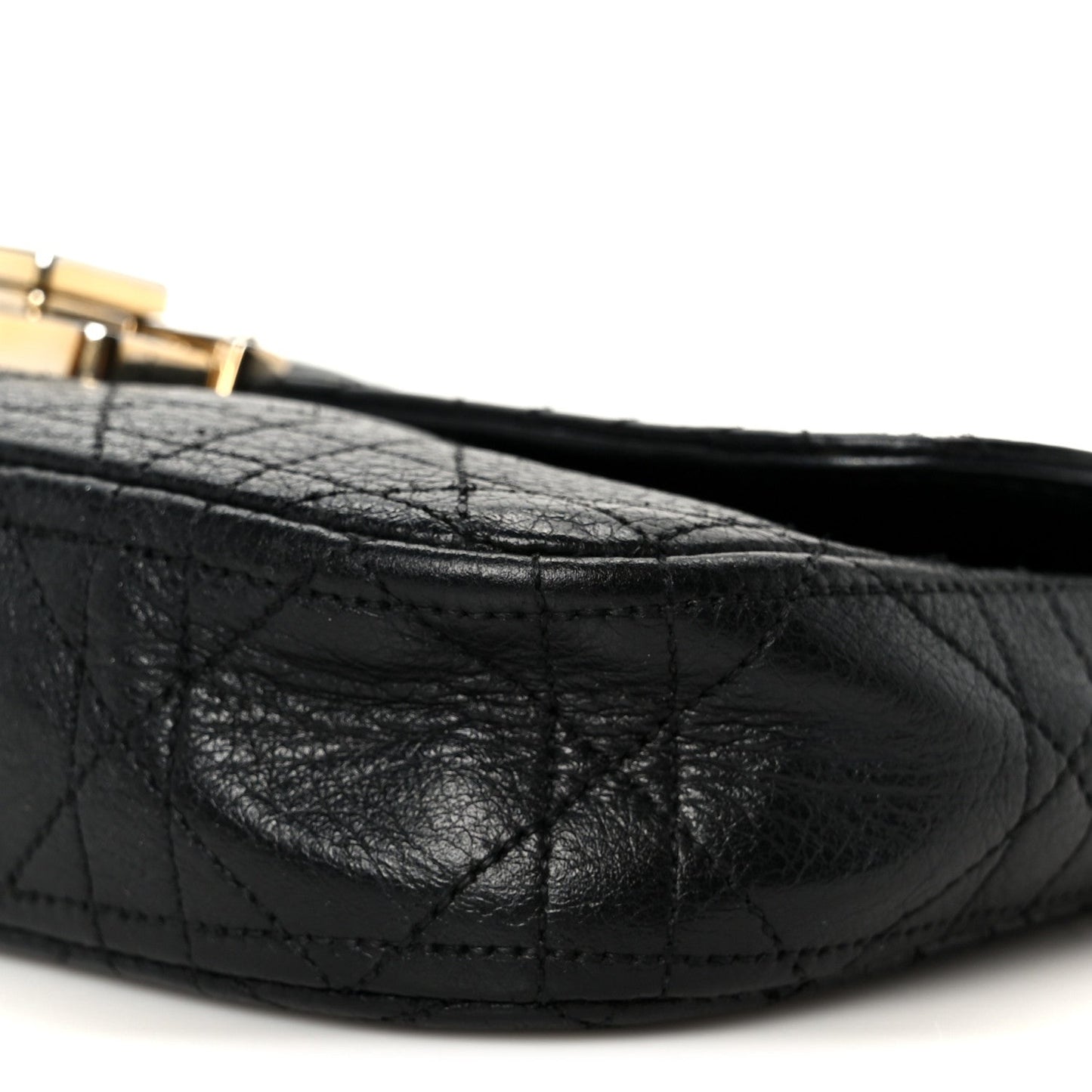 Grained Calfskin Cannage Diorling Wallet On Chain Black
