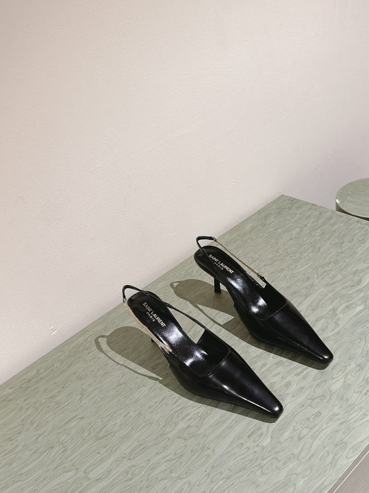 BLAKE SLINGBACK PUMPS 80 IN BLACK LEATHER