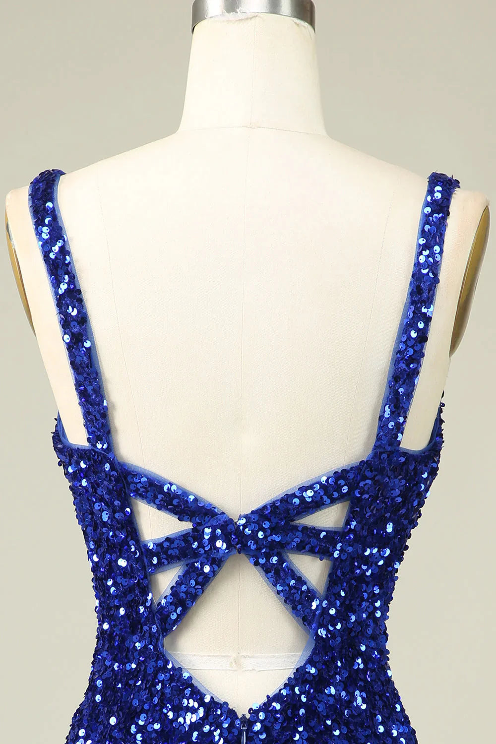 omberprom Short Homecoming Dress Classy Royal Blue Sheath V Neck Sequin Fitted