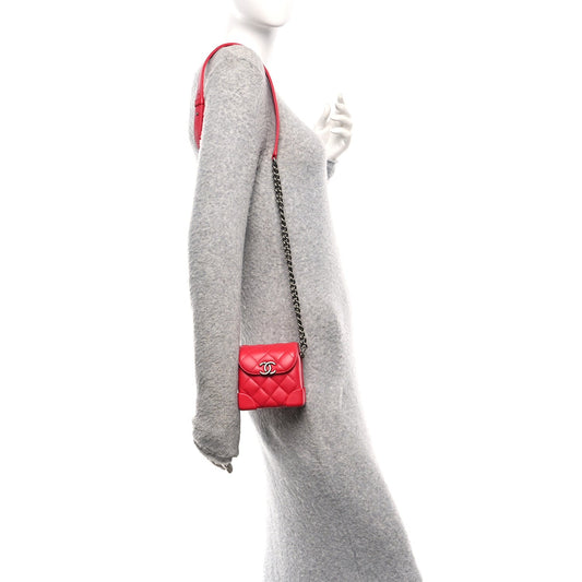 Lambskin Quilted Trunk Bag Pink