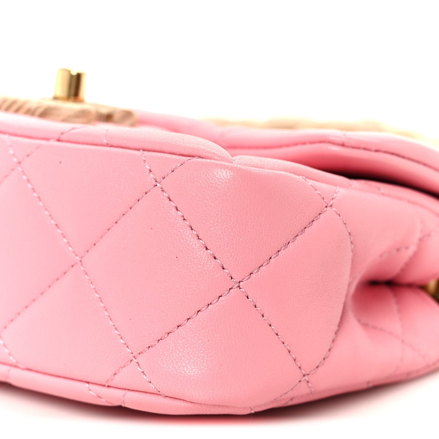 Lambskin Wenge Quilted Mini Fashion Wood Square Flap Pink