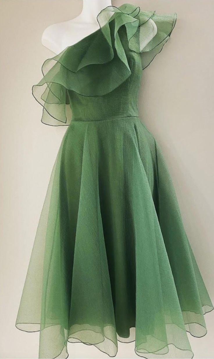 Green One Shoulder Knee Length Evening Dress Party Dress Prom Dress S6686