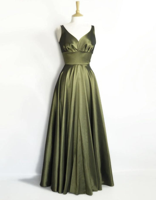Olive Green Bridesmaid Dresses Prom Dress S6697