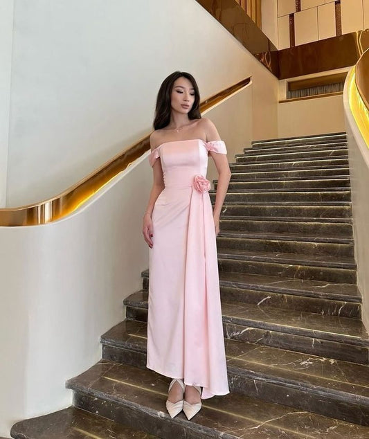 Off The Shoulder Pink Long Prom Dress Formal Evening Party Dress S6746