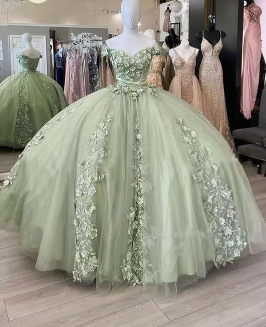 Gorgeous off Shoulder Quinceanera Dresses Ball Gown Puffy Prom Gowns Lace Sweet 15 16 Gown S6737