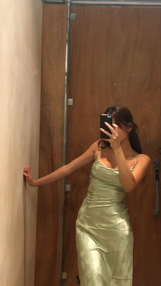 Sexy Green Spaghetti Straps Long Prom Dresses, Evening Gown S6745