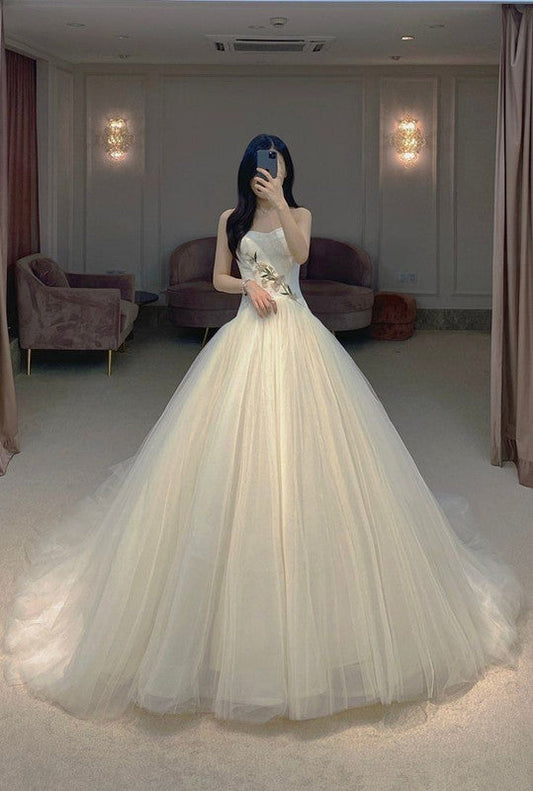 A-Line Tulle Elegant Long Party Dress Evening Dress S6643