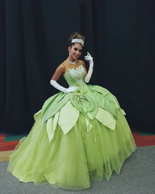 Green A Line Ball Gown Long Prom Dresses Formal Dress Evening Dress S6662