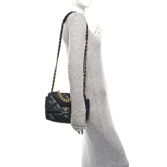 Goatskin Quilted Medium Chanel 19 Flap Black