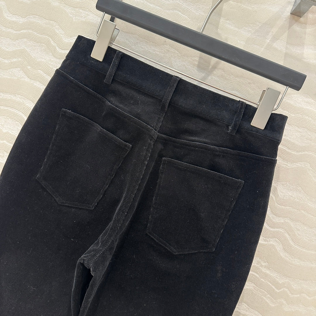 CE Flared Velvet Pants Black Cotton