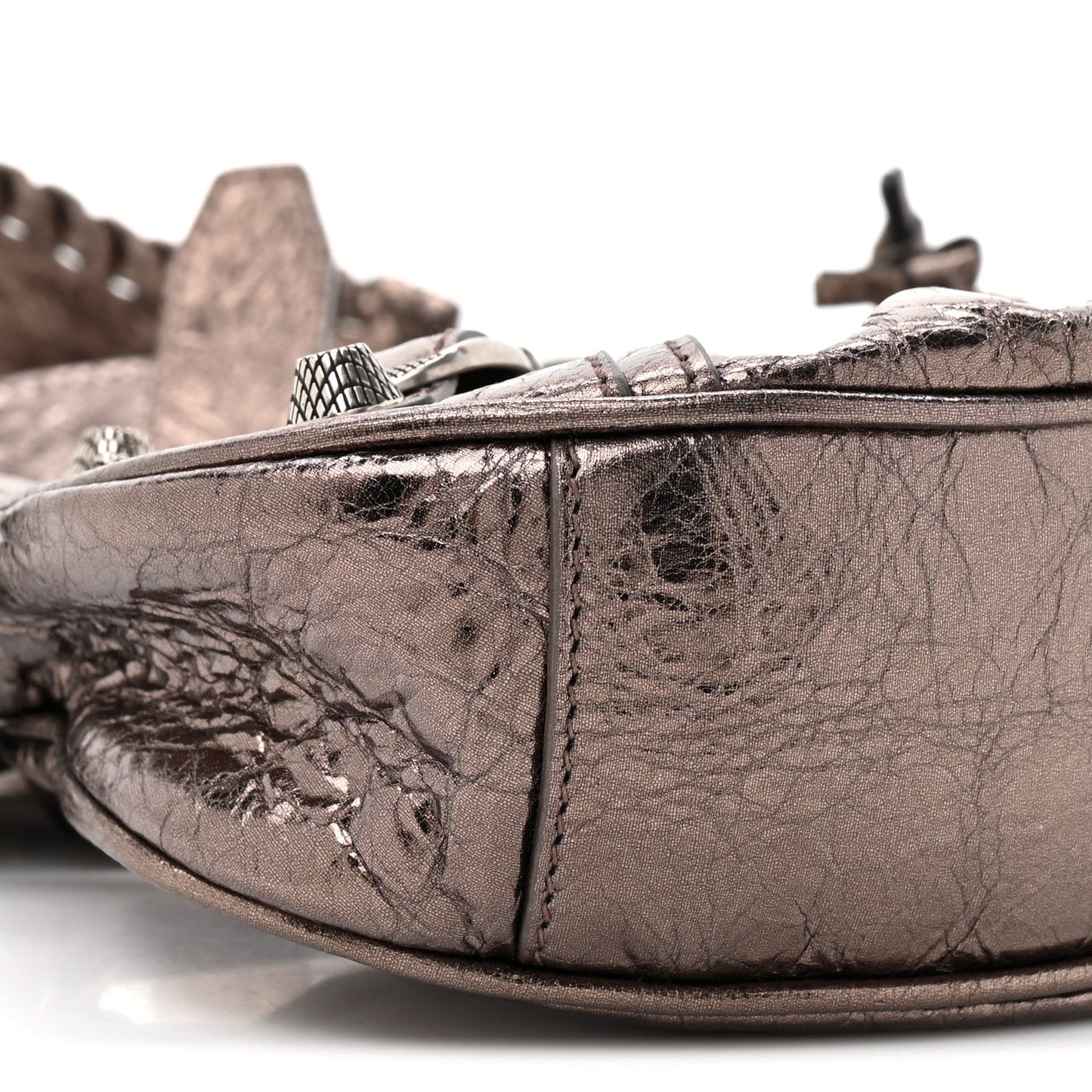 Metallic Agneau Arena Le Cagole Shoulder Bag XS Dark Bronze