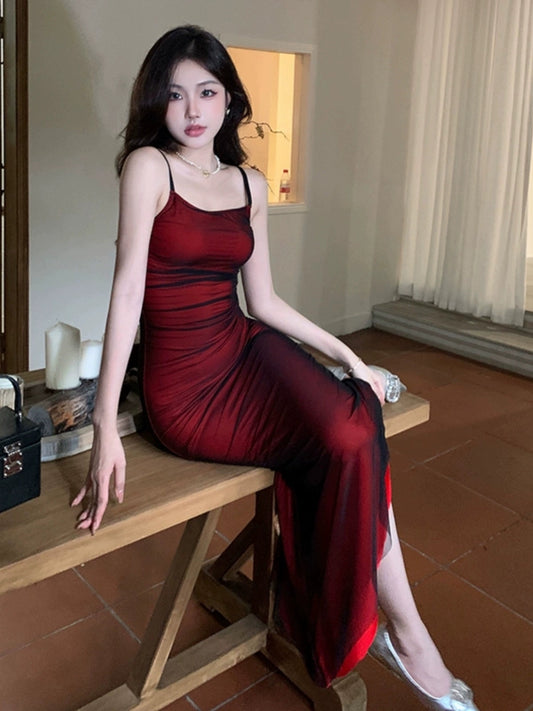 sexy suspender dress sheath long skirt S5462