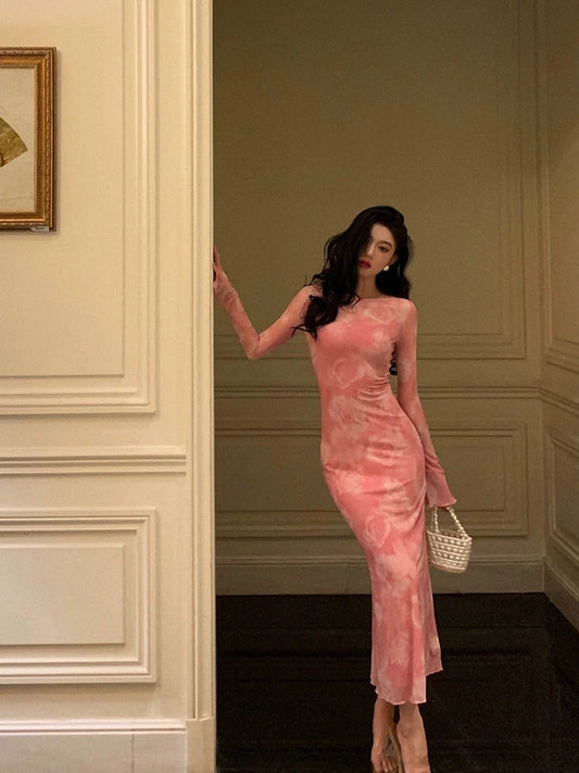 rose dress two-piece suit for women new style long skirt S5487