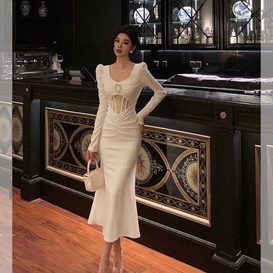 White mermaid dress for women new long evening dress S5499
