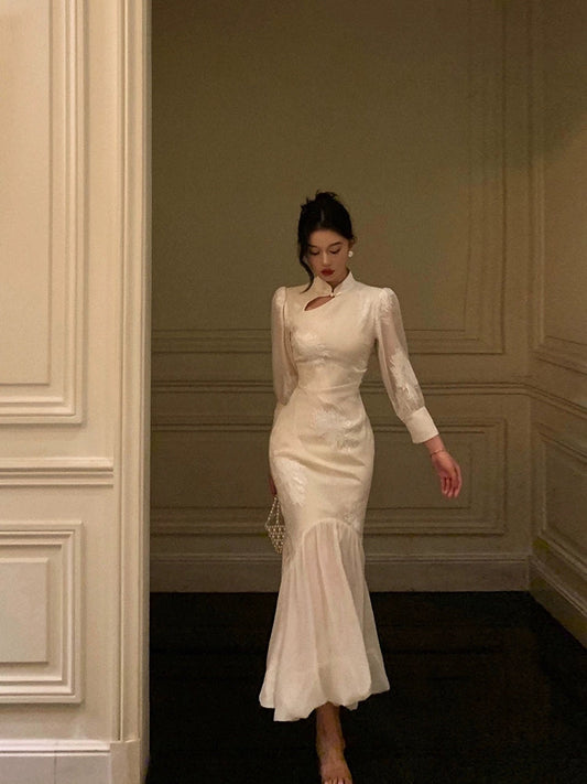 Embroidered mermaid dress new elegant Chinese style long skirt S5492