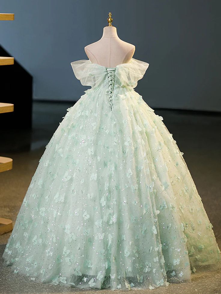 Quinceanera Dress Tulle A-Line Lace Long Prom Dress Lace Long Sweet Dress S5593