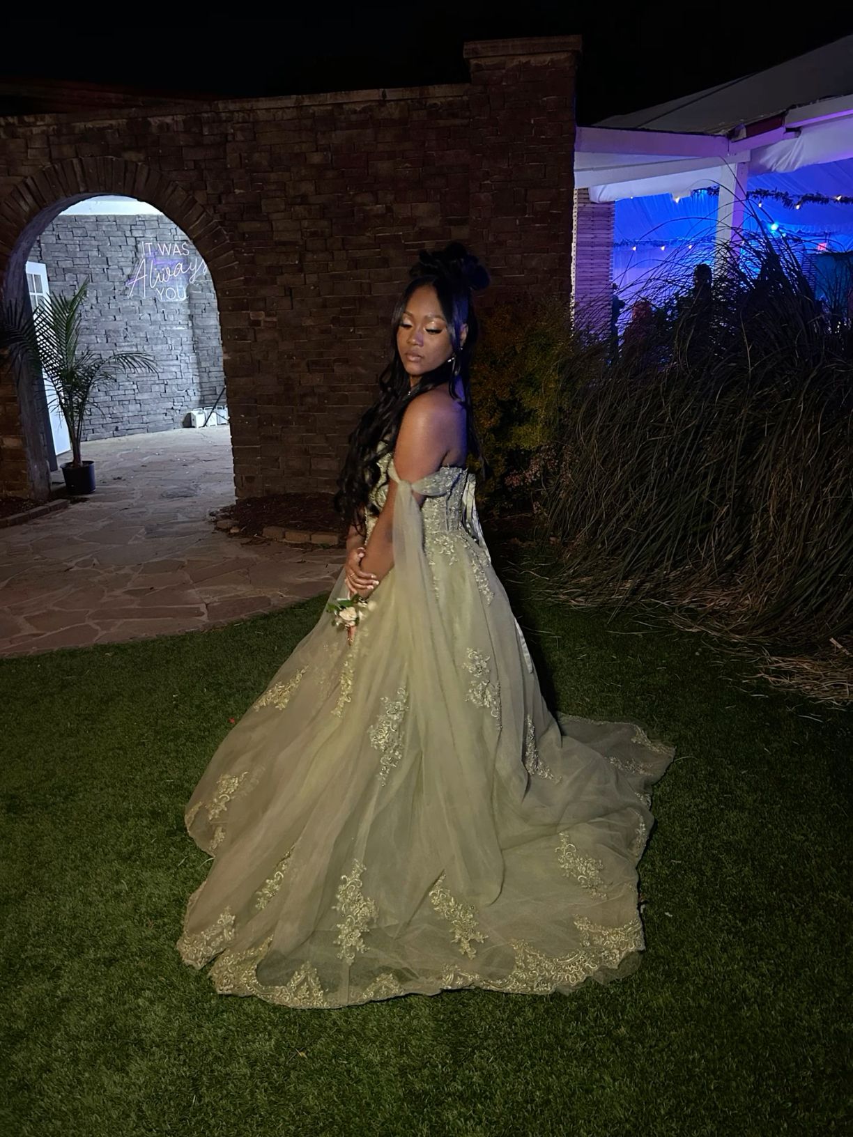 Sage Green Quinceanera Dresses 3D Flower Applique Sweet 16 Dress Ball Gown