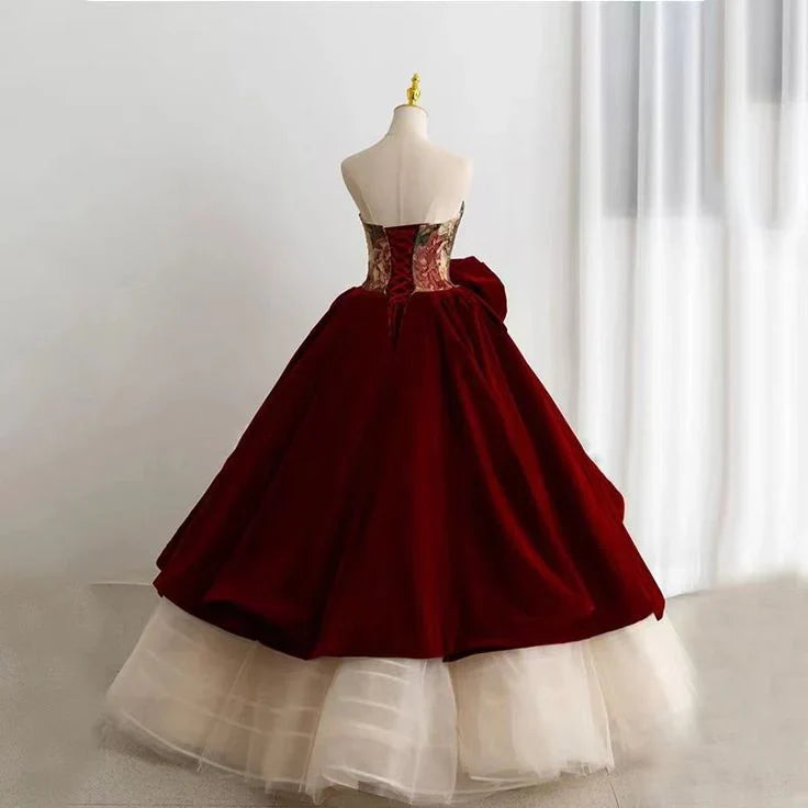 Unique Rose Design Strapless Sweet 16 Quinceanera A-Line Prom Dress Birthday Dress Evening Dress Ball Gown TP4528