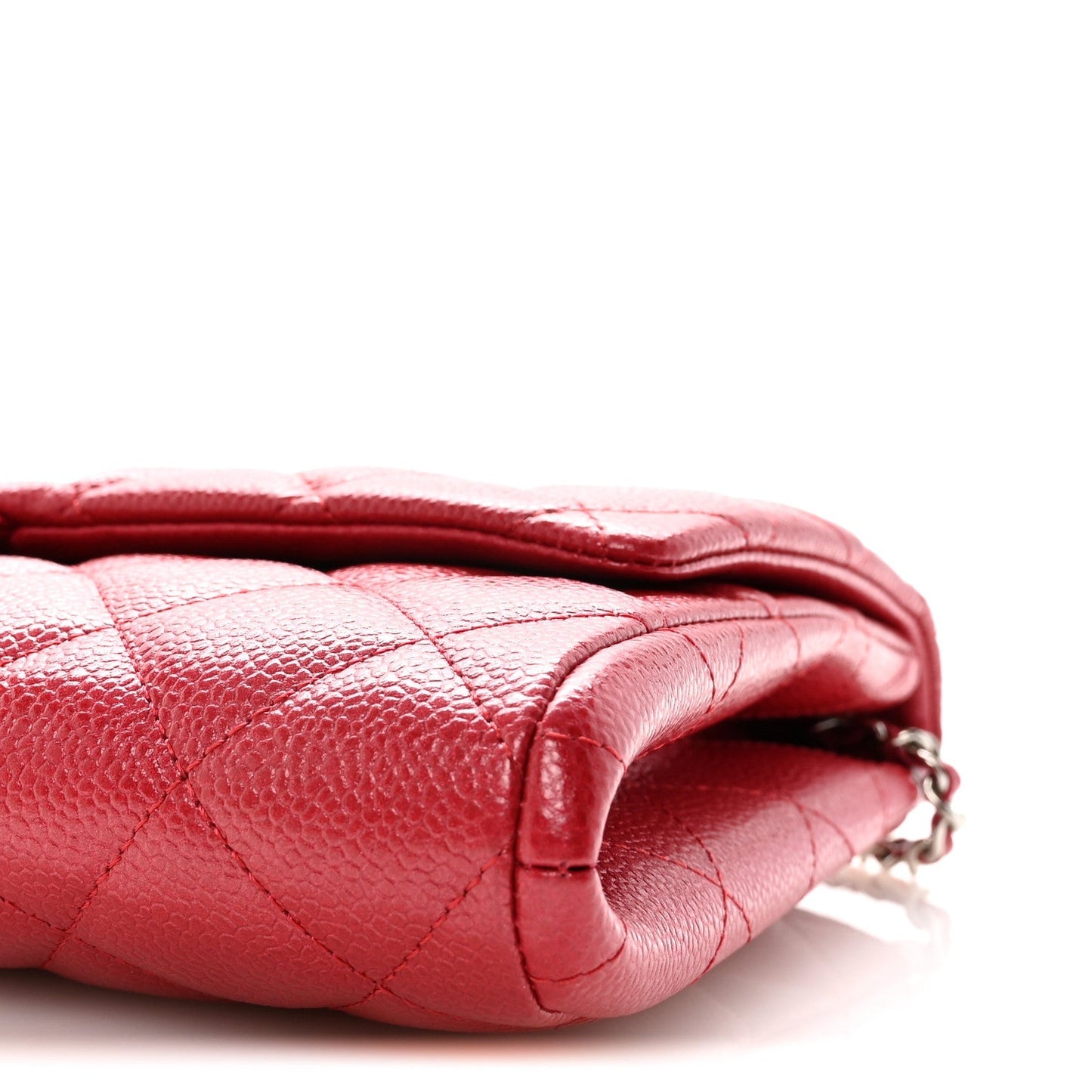 Caviar Quilted Clutch With Chain Flap Red